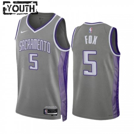 Dres Sacramento Kings Deaaron Fox 5 Nike 2022-23 City Edition Sivo Swingman - Dječji
